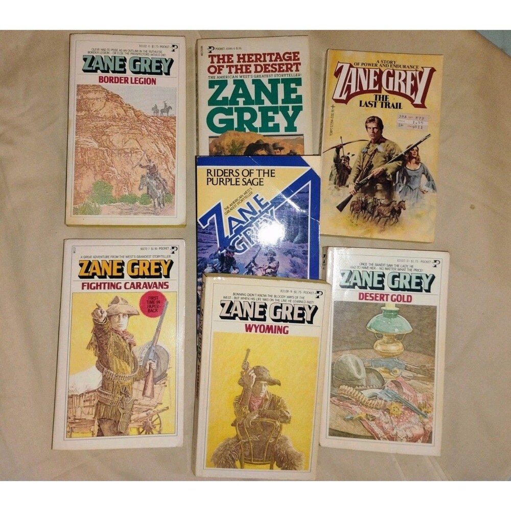 Vintage Western 7 Paperback Book Bundle Zane Grey